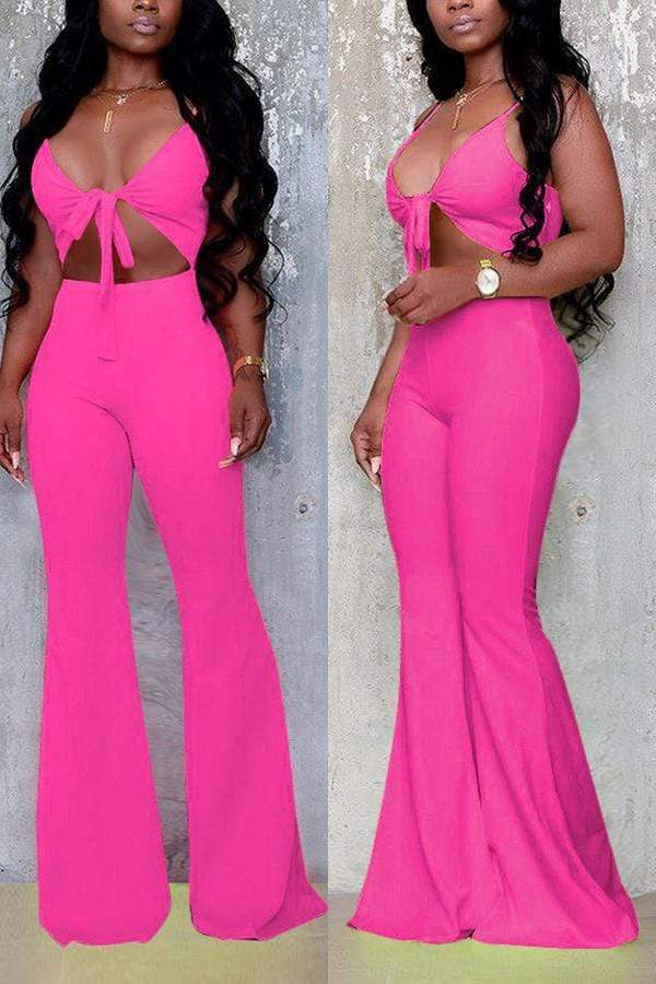 Sexy Cutout Deep-V Strap Jumpsuit