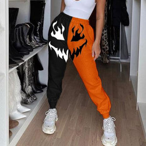 Halloween print Loose fitness track pants