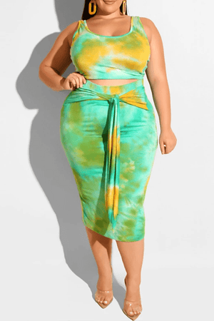 Casual Tie-dye Skirt Set