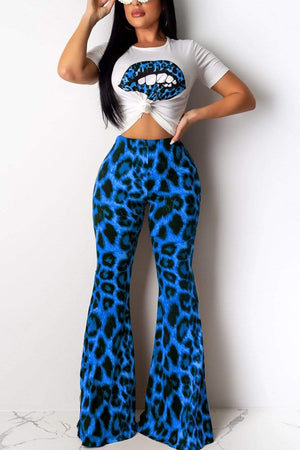 Fashion Sexy Leopard Print Lip Two-Pieces