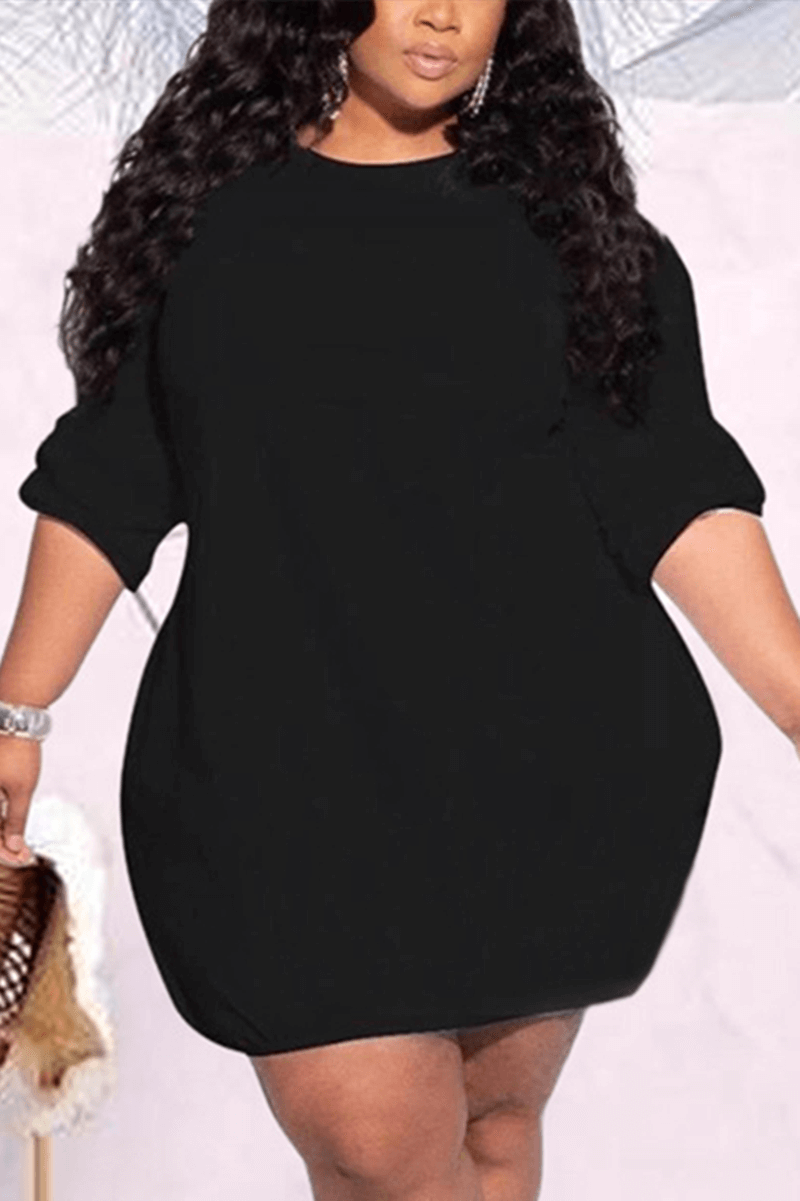 Fashion Leisure Solid Color Plus Size Dress