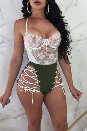 Fashion Sexy Bandage  Zipper Shorts