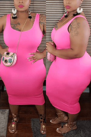 Fashion Solid Color Plus Size Vest Dress