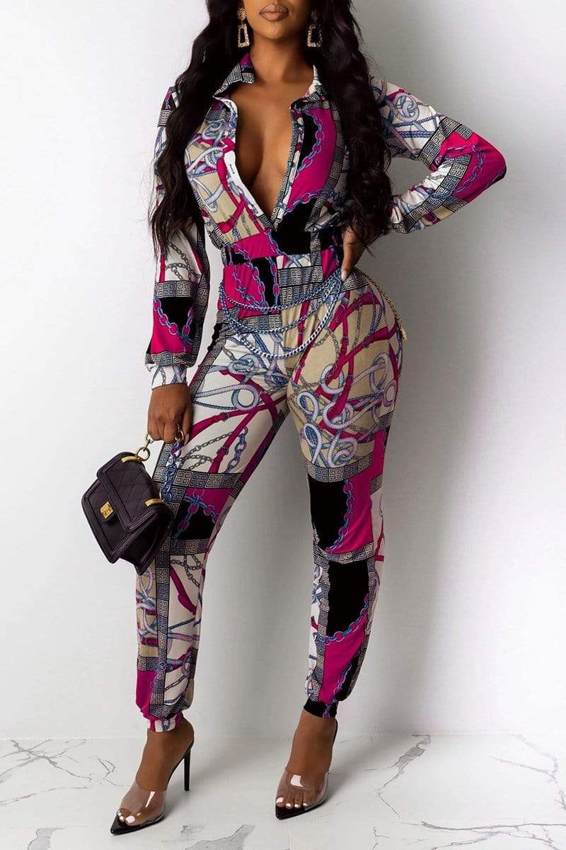 Sexy Fashion Multicolor Digital Print Jumpsuit