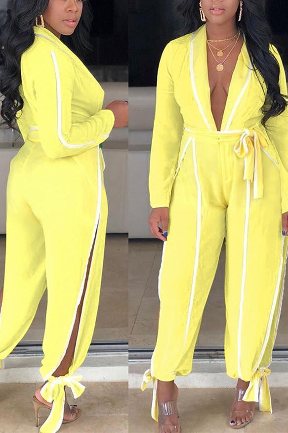 Fashion Casual V-neck Long Sleeve  Jumpsuit - VogueRegion