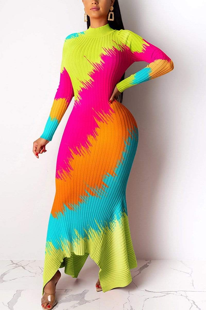 Fashion Casual Temperament Multicolor Dress