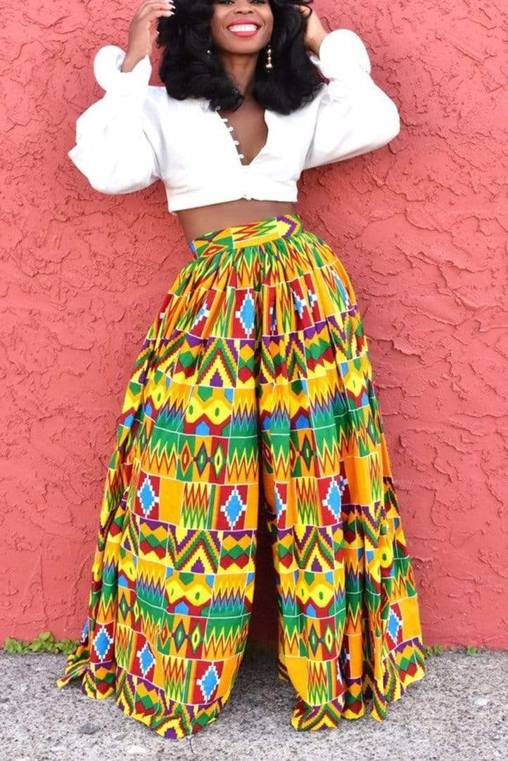 Printed Wide-leg Pants