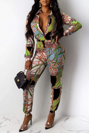 Sexy Fashion Multicolor Digital Print Jumpsuit