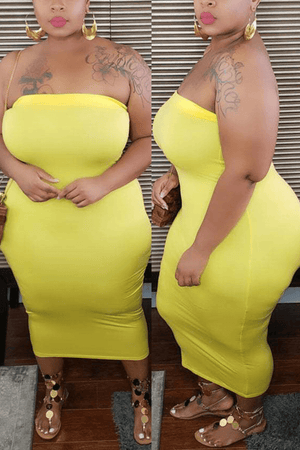 Sexy Plus Size Solid Color Strapless Dress