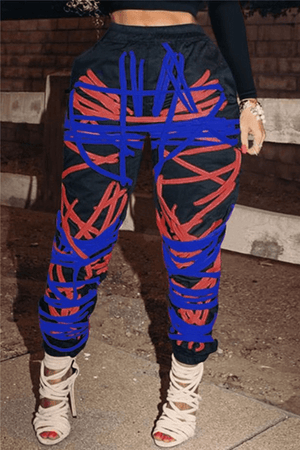 Fashion Casual Plus Size Abstract Print Trousers