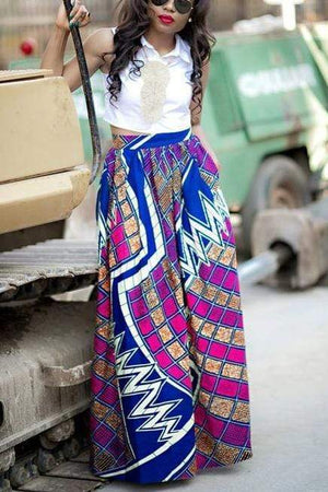 Printed Loose Pleated Skirt