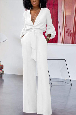 Fashion Sexy Cardigan Slim-Fit Jumpsuit