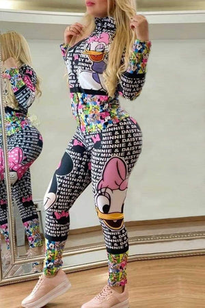 Fashion Cartoon Print Multicolor Jumpsuits