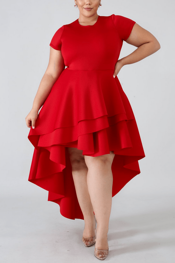 Large Size Irregular Ruffled Dress