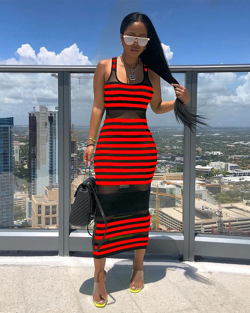 NYLO STRIPED BODYCON DRESS