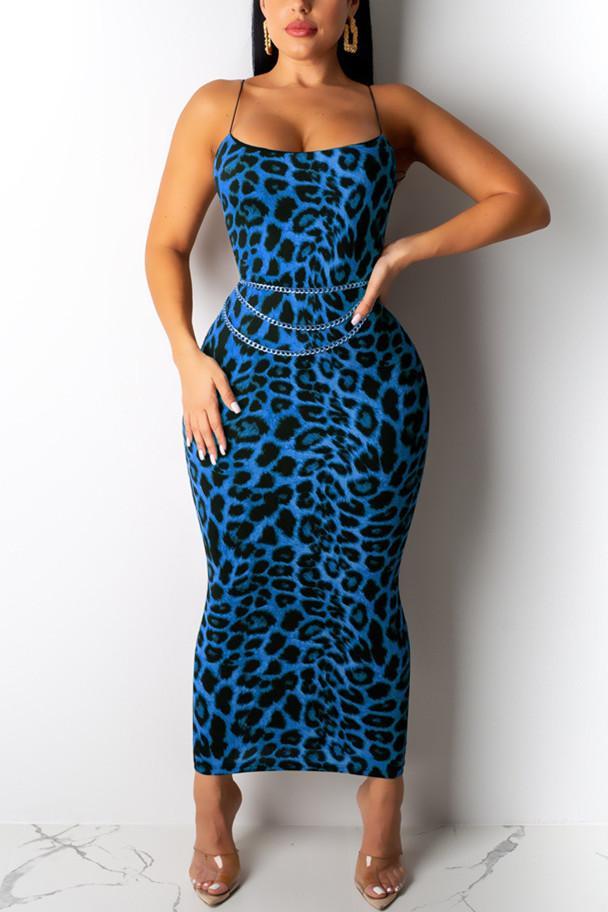 Sexy Leopard Print Sling Dress（Without Belt）