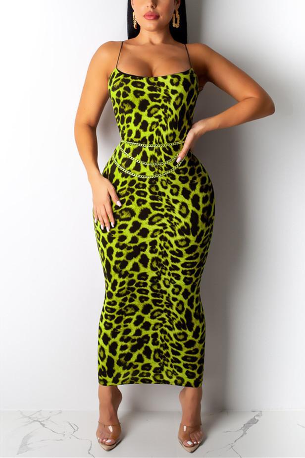 Sexy Leopard Print Sling Dress（Without Belt）