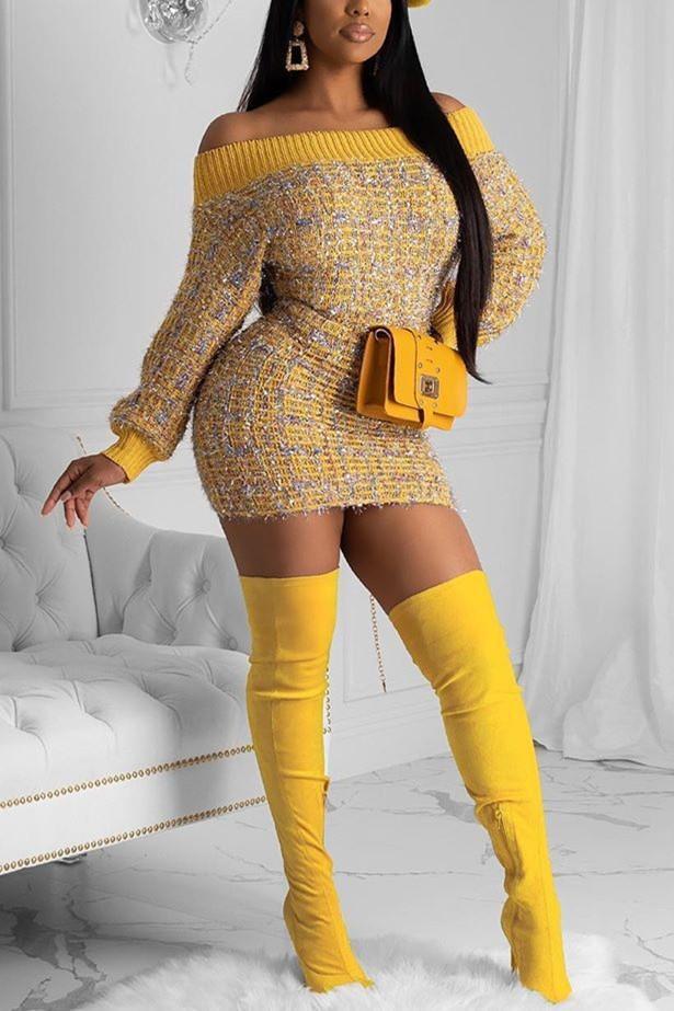 Fashion Long Sleeve Sweater Dress