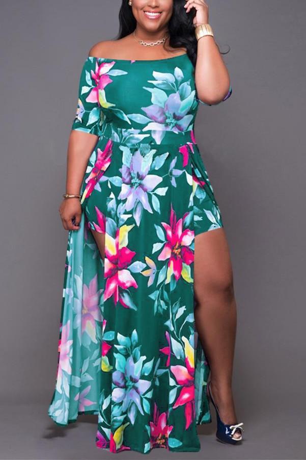 Sexy Fashion Printing Plus Size Dress