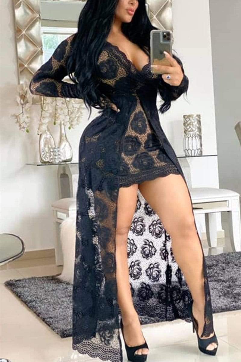 Sexy Long Sleeve  Lace Dress