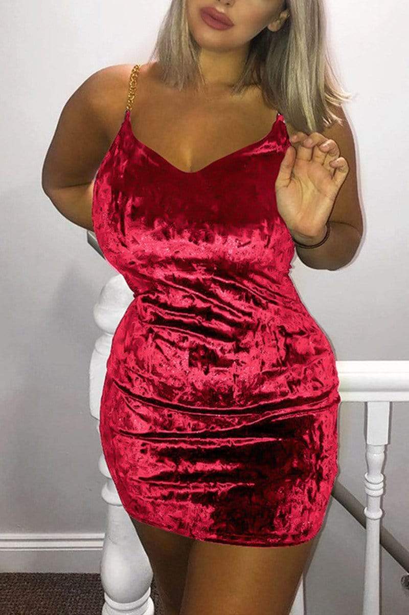 Sexy Slim Velvet Sling Dress