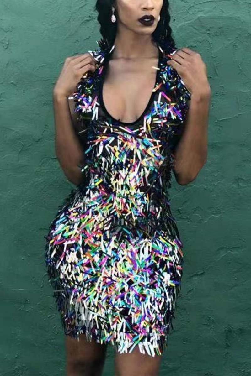 Sexy Sequined Backless Sleeveless Dress