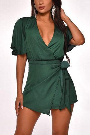 Sexy V-neck Short Sleeve Romper