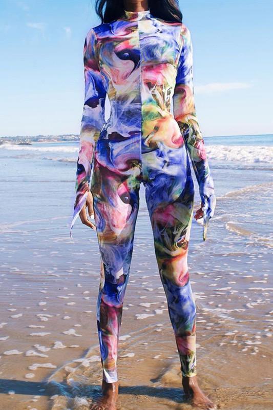 Fashion Printing Color Jumpsuit