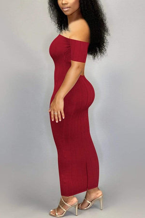 Sexy Backless Solid Color Dress