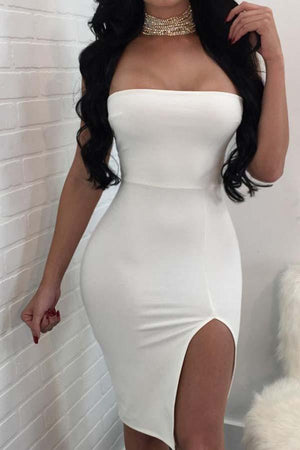 Sexy Fashion Strapless Split Dress