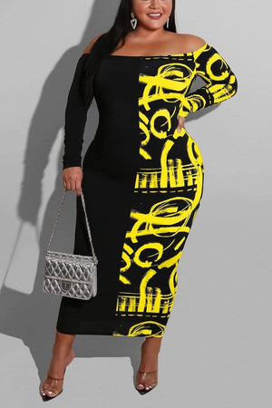 Fashion Letter Print Maxi Dress