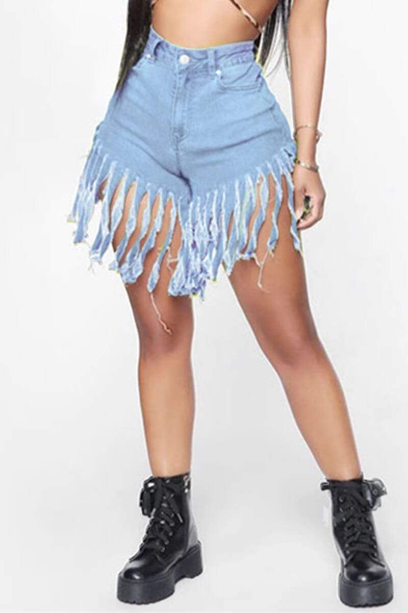 Fashion Fringed Denim Shorts