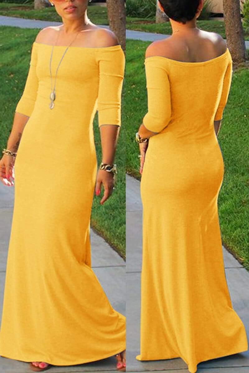 Sexy Slim Off Shoulder Maxi Dress