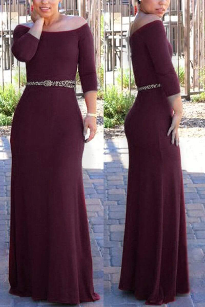 Sexy Slim Off Shoulder Maxi Dress