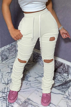 Fashion Broken Hole Track Pants