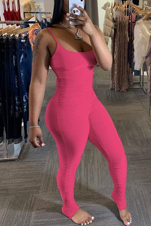 Sexy Solid Color Suspender Jumpsuit