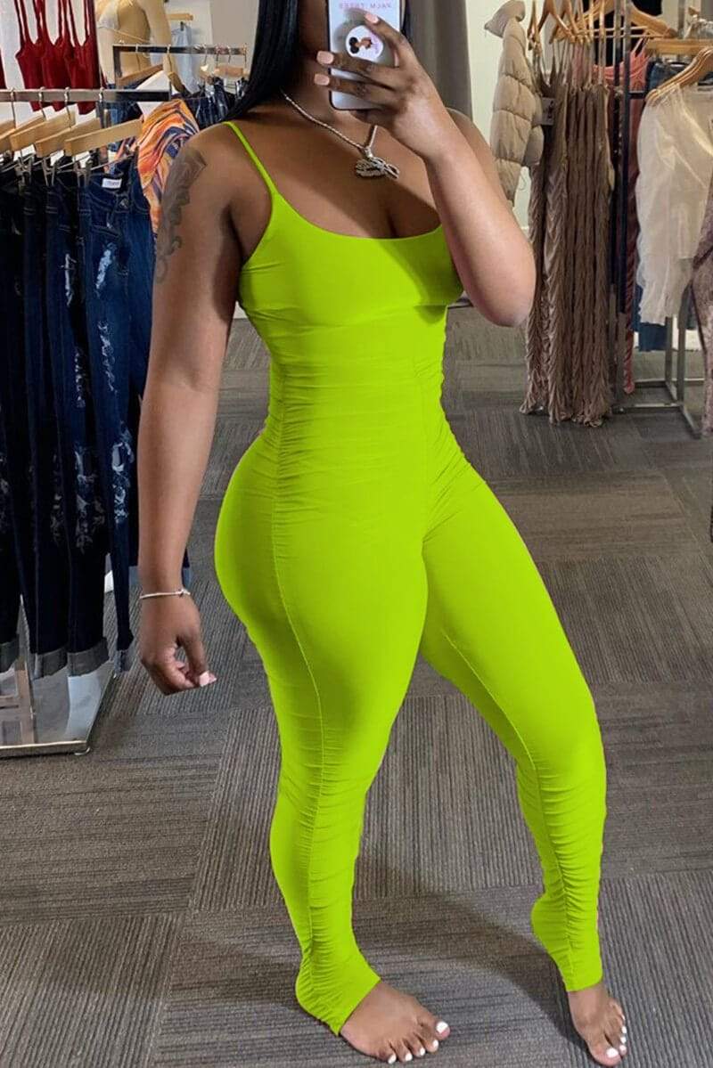 Sexy Solid Color Suspender Jumpsuit