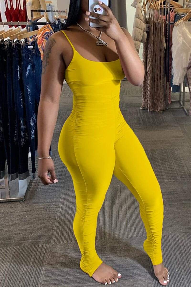 Sexy Solid Color Suspender Jumpsuit