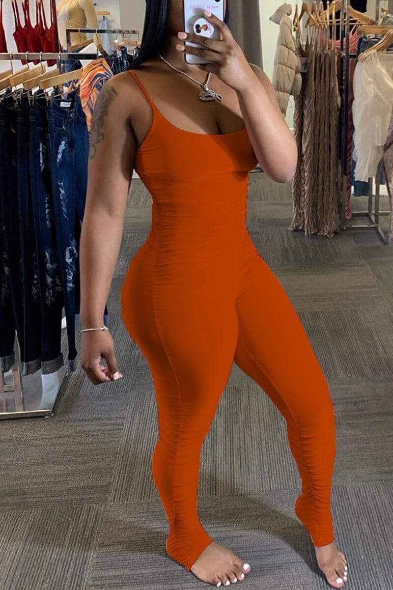 Sexy Solid Color Suspender Jumpsuit