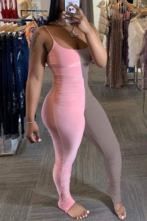 Sexy Colorblock Sling Slim Jumpsuit