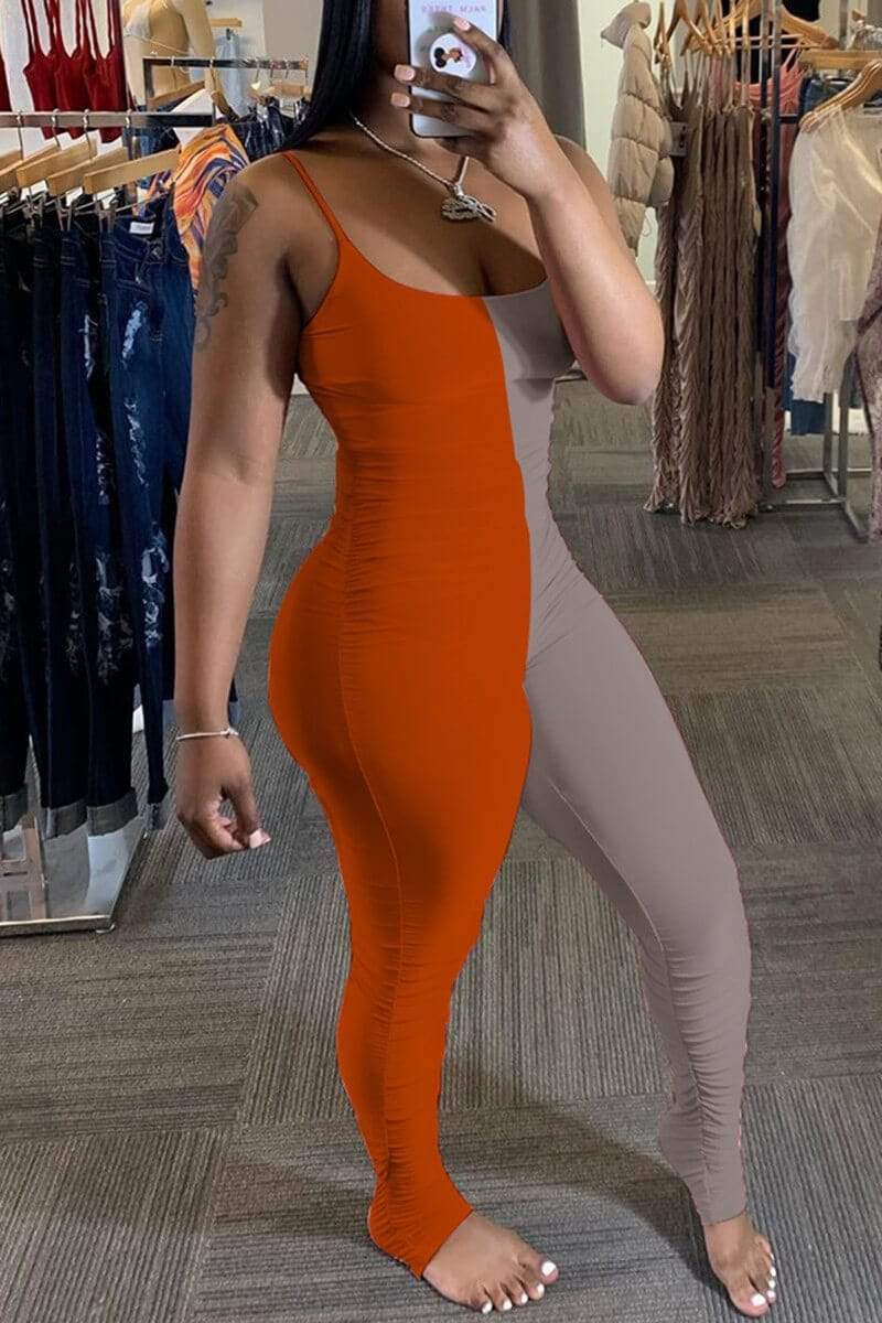 Sexy Colorblock Sling Slim Jumpsuit