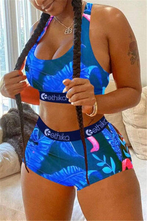 Fashion Shark Print Vest Shorts Set