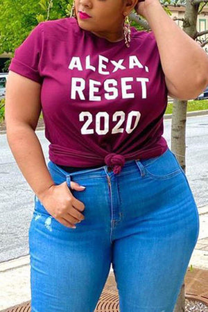 Casual Plus Size Letter Printed T-shirt
