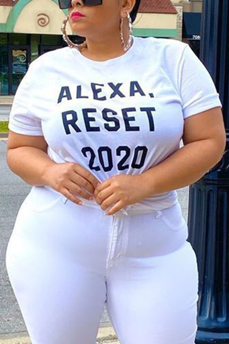 Casual Plus Size Letter Printed T-shirt
