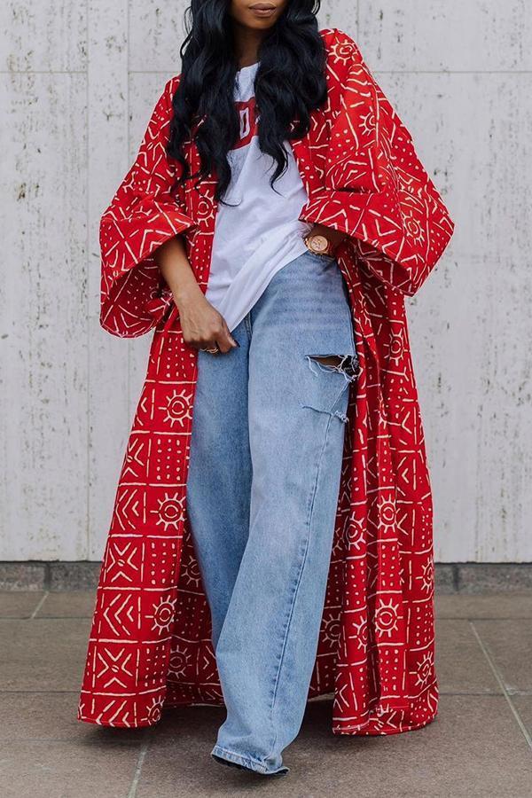 Fashion Pattern Print Cardigan Jacket