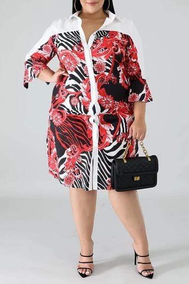 Fashion Printed Loose Shirt Dress
