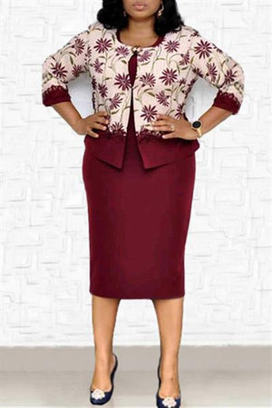 Floral Printed Coat Skirt Set