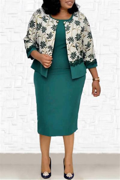 Floral Printed Coat Skirt Set