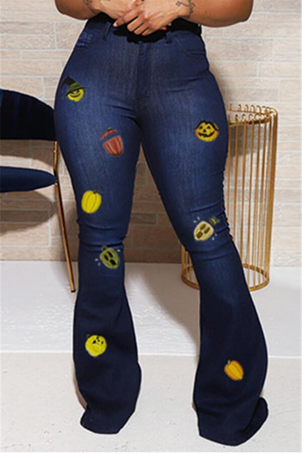 Fashion Lovely Halloween Regular Print Jeans