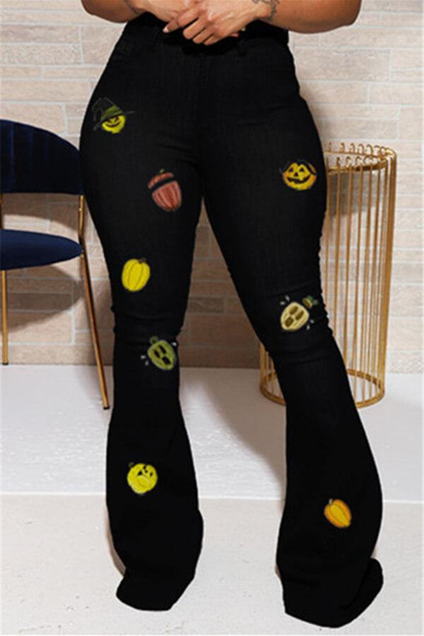 Fashion Lovely Halloween Regular Print Jeans